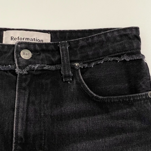 Reformation Julia Cropped Cigarette Frayed High Waist Jean Euphrates 26 - Picture 11 of 16
